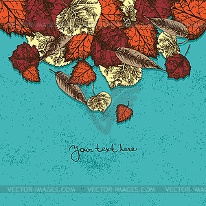 Autumn background with leaves - vector image