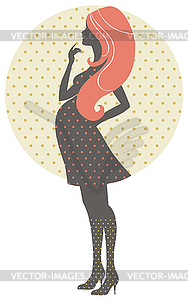 Silhouette of pregnant woman, retro - stock vector clipart