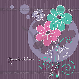Floral background with cartoon birds - vector image
