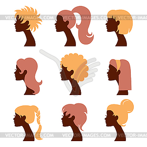 Women silhouettes icons set - vector clip art