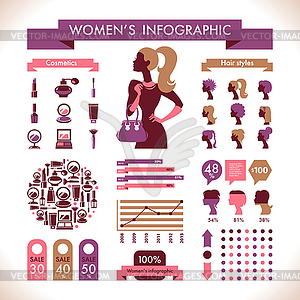 Красивый женский инфографики и символы - векторный клипарт EPS