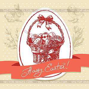 Vintage Easter background, . Easter greet - vector image