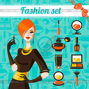 Fashion woman set - royalty-free vector image