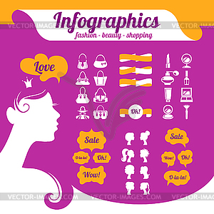Мода женские инфографика - векторный клипарт / векторное изображение