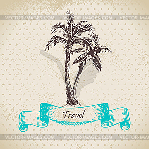 Vintage background with palms - vector image