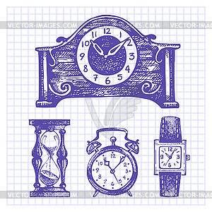 Набор часы и часы - векторный клипарт