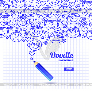 Doodle дизайн мультяшный ребенок - стоковый клипарт