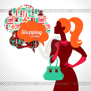 Shopping woman. Elegant stylish design - vector image