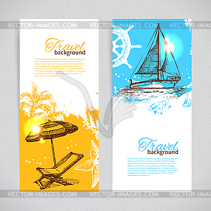 Banners of travel colorful tropical design. Splash - vector clipart