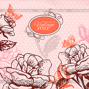 Vintage floral background. roses and - vector EPS clipart