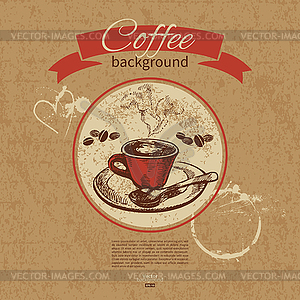 Vintage coffee background. Menu for restaurant, - vector image