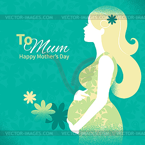 Background with silhouette of pregnant woman - vector clip art