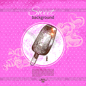 Vintage sweet background. . Menu for rest - vector clipart