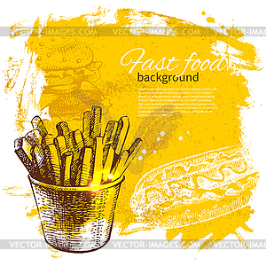 Vintage fast food background - royalty-free vector clipart