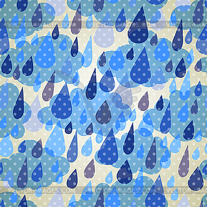 Seamless pattern with clouds and rain with dots - vector image