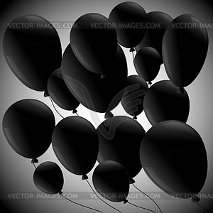 Black balloons on grey background - vector clipart