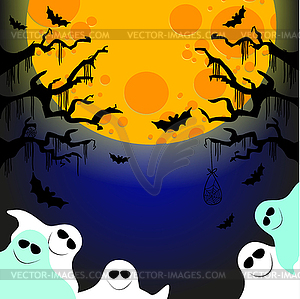 Five friendly ghosts - vector clipart