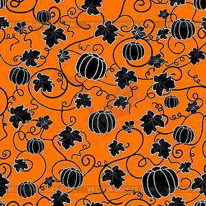 Seamless pattern with black pumpkins - vector clipart