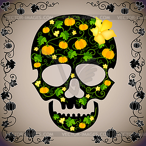 Cheerful background with skull - vector clip art