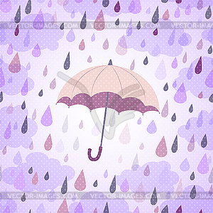 Background with an umbrella and rain - stock vector clipart