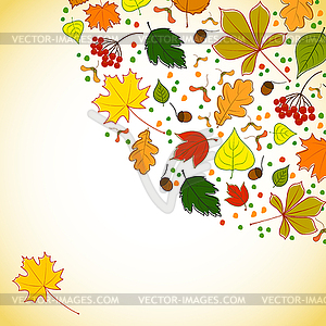 Autumn background for messages with leaves - vector image