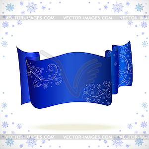 Big blue cristmas tape with freezing pattern - vector image