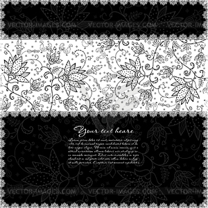 Black background with lacy white band - vector clip art