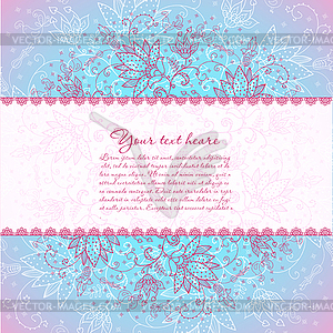 Blue background with rose flower horizontal text - vector clipart