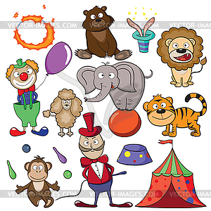 Circus doodle icon set - vector clip art