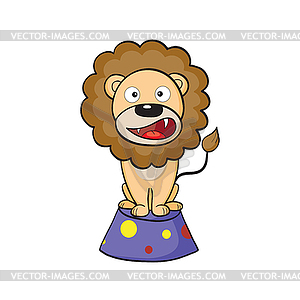 Circus lion on pedestal - vector clipart / vector image