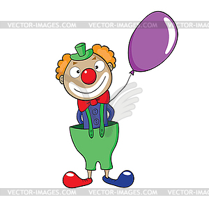 Clown with balloon - vector image