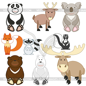 Cute cartoon animals set - color vector clipart