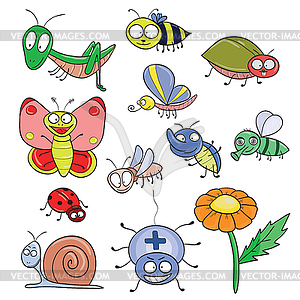 Insects doodle set - vector image