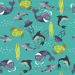 Marine seamless pattern - vector clipart