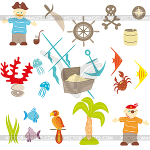 Piracy set - vector clip art