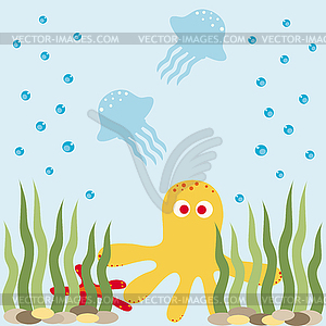 Underwater world - color vector clipart