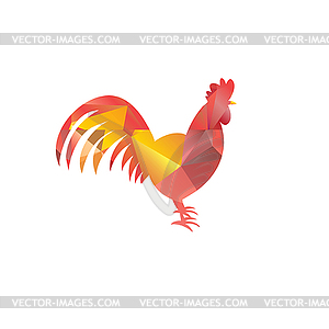 Silhouette triangles of rooster sign - vector image