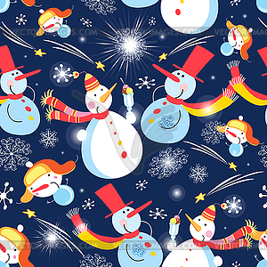 Christmas pattern with snowmen - vector EPS clipart