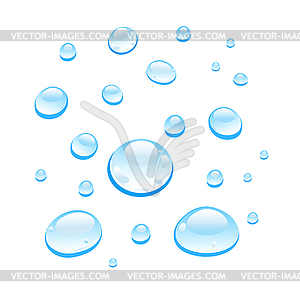 Transparent blue drops - vector image