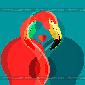 Lovers bright flamingo - vector clipart