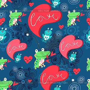 Graphic pattern with frog lovers - vector image