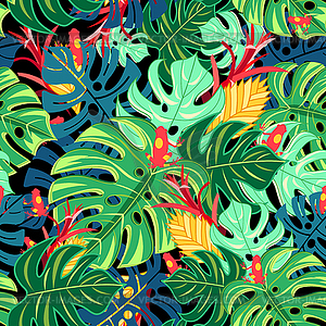 Красивые картины листьев монстеры и лягушки - векторный эскиз