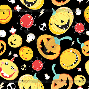Seamless pattern with funny pumpkins for Halloween - vector clipart