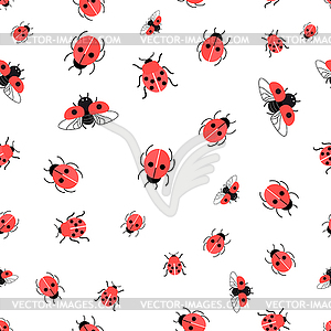 Pattern bright red ladybugs - vector image