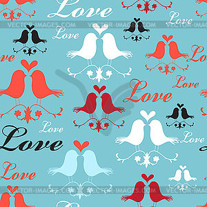 Pattern of lovers birds - vector clipart