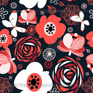 Seamless pattern of bright flowers - vector EPS clipart