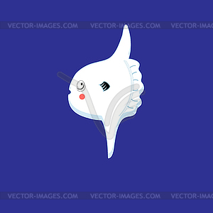 White fish moon - royalty-free vector image