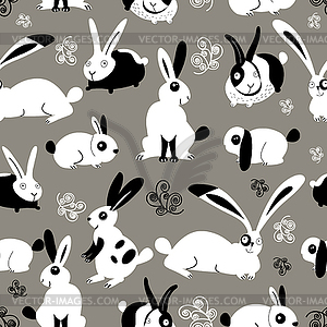 Beautiful pattern with rabbits - vector image