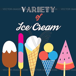 Different kinds of ice cream - vector EPS clipart