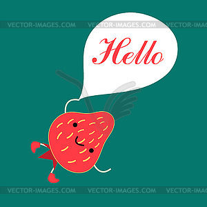 Funny red strawberry - stock vector clipart